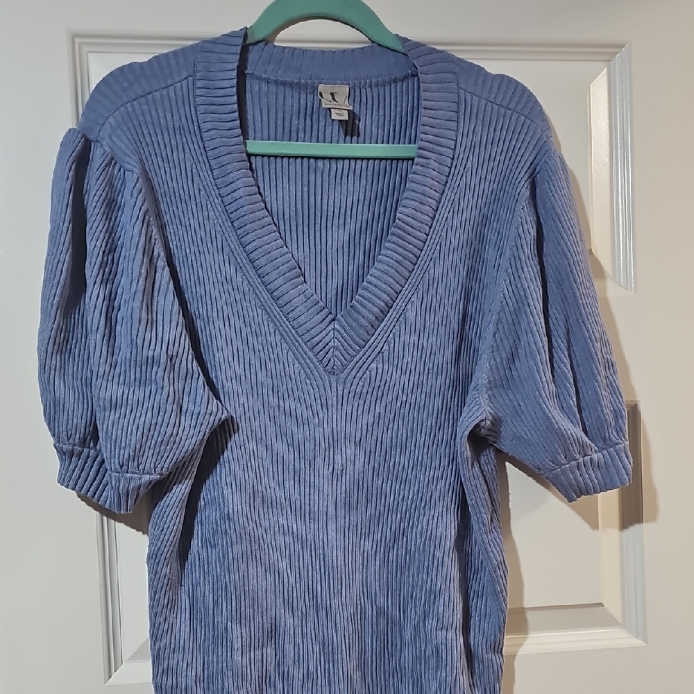 Worthington Ribbed Blue V-Neck Sweater